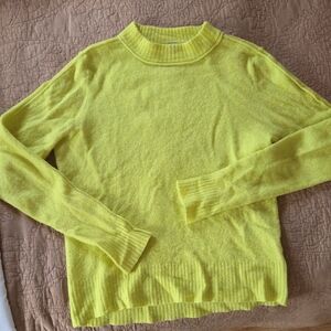Athleta Neon Yellow Fuzzy Crewneck Sweater